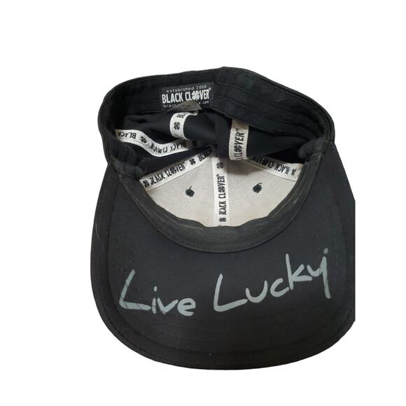 Live Lucky Black Clover Flex Fit Hat Small/Medium Black On Black Baseball Cap - Picture 6 of 10